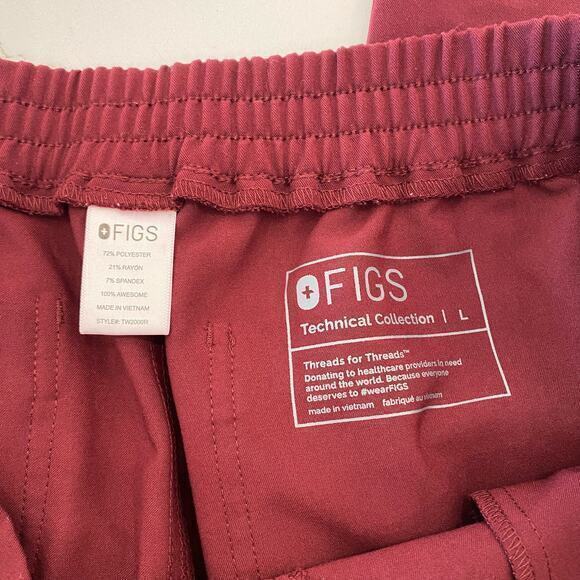 FIGS Yola Skinny Scrub Pants Burgundy Size Large - Picture 5 of 5